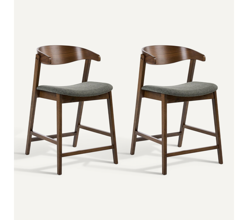 Lot De 2 Chaises De Bar Lilly Vert Foncé/marron