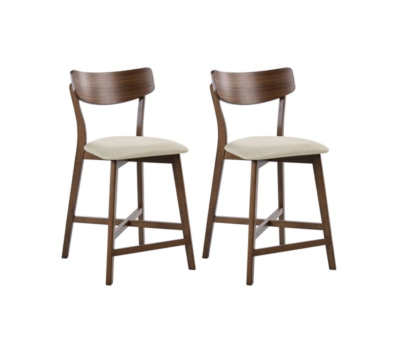 Lot De 2 Chaises De Bar Hope Bois Marron/beige