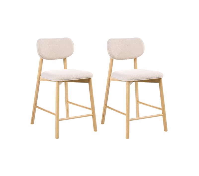 Lot De 2 Chaises De Bar Mills Bouclé Marron Clair/beige