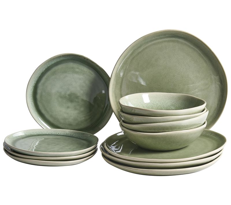 Set De 12 Couverts De Table Hops Grès Vert
