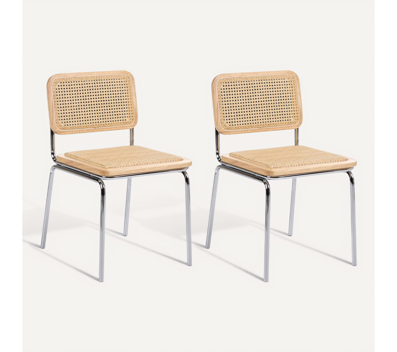 Lot De 2 Chaises De Salle à Manger Corvallis Polyrotin Marron Clair