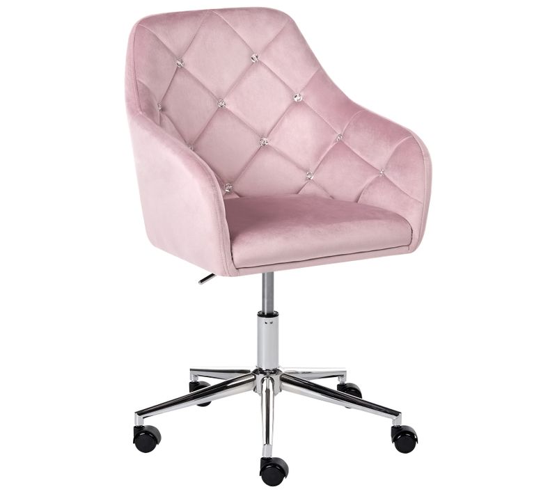 Chaise De Bureau Veloria Velours Rose Pastel