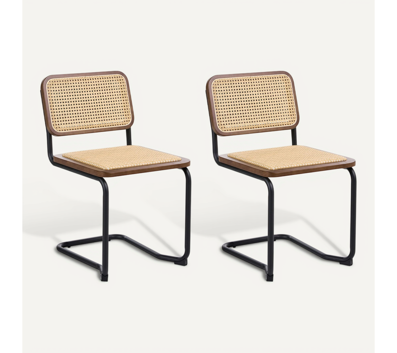 Lot De 2 Chaises De Salle à Manger Cordova Rotin Marron