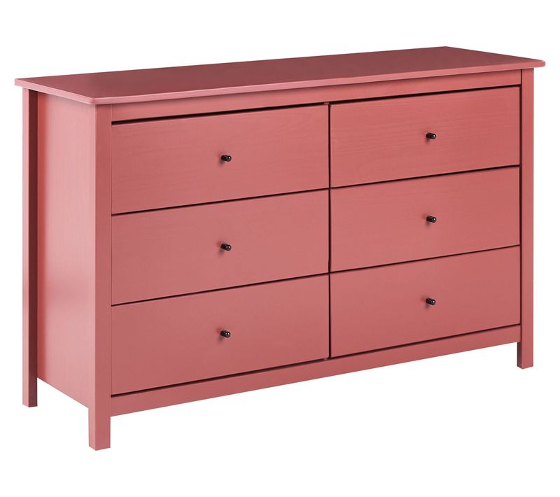 Commode à 6 Tiroirs Barcaldine Bois De Pin Rouge Bordeaux