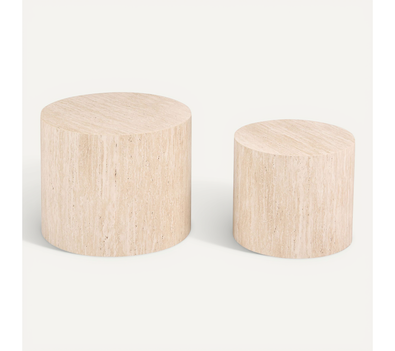 Lot De 2 Tables Basses Manti Effet Travertin