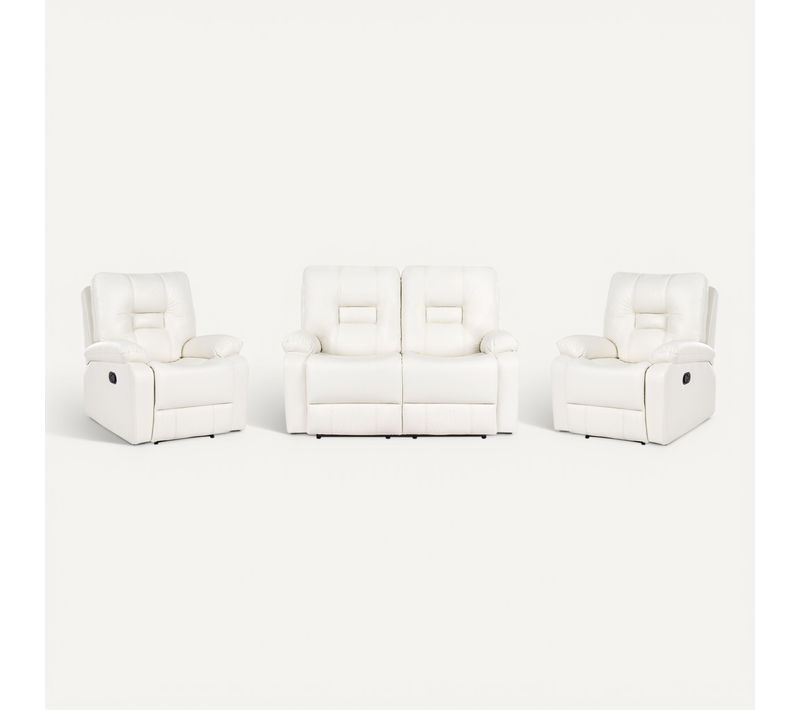 Ensemble De Salon Relax Manuel 4 Places Bergen simili Blanc