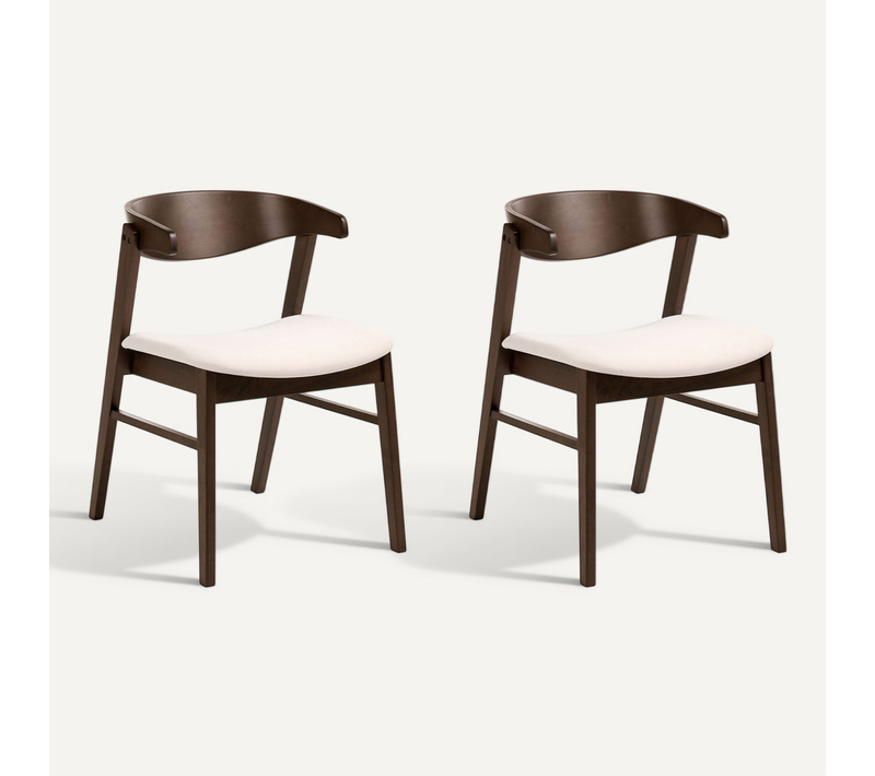 Lot De 2 Chaises De Salle à Manger Lilly Tissu Marron Foncé/blanc Cassé