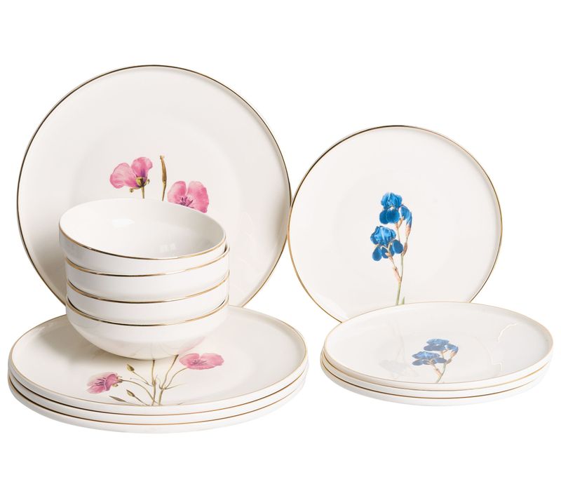 Set De 12 Couverts De Table Hyssop Porcelaine Blanc