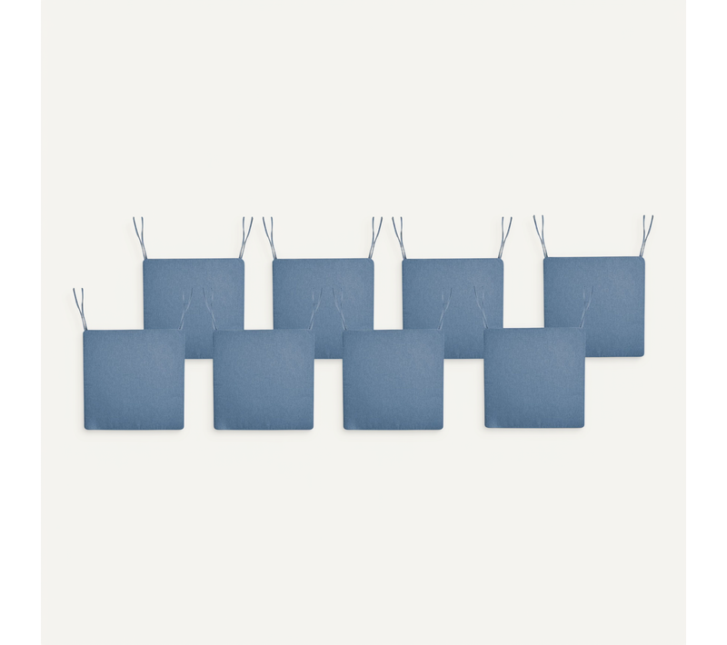 Lot De 8 Coussins Pour Chaises De Jardin Sassari Premium 46 X 46 Cm Bleu