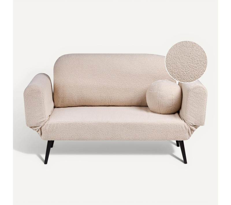 Canapé-lit 2 Places Dorotea Bouclé Beige