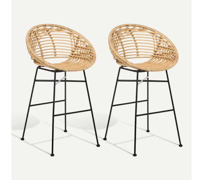Lot De 2 Chaises De Bar Windom Rotin Naturel