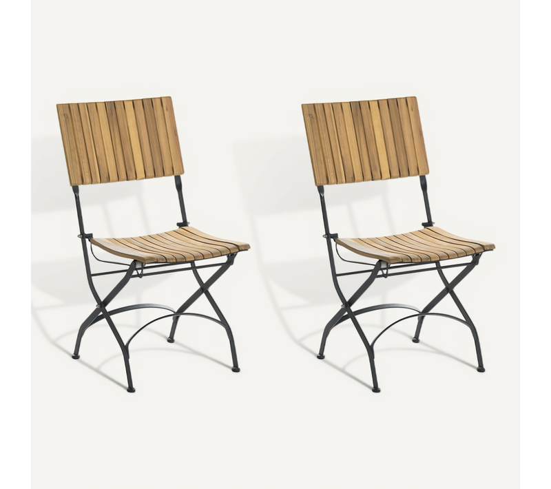 Lot De 2 Chaises De Jardin Lascari Sans Accoudoirs Acacia Marron Clair