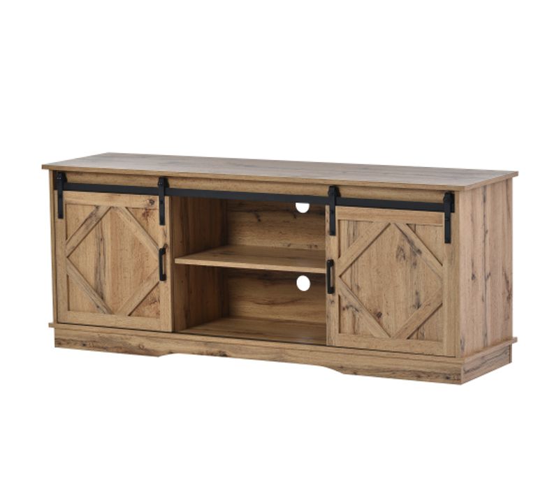 Meuble TV 150x40x60 cm Chêne Vintage, 2 Portes Coulissantes, Étagères Réglables, Panneaux Particules