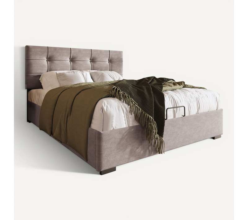 Lit Coffre 90x200 Cm Lit Enfant Avec Tête De Lit Réglable, Espace De Rangement, Velours, Gris Clair