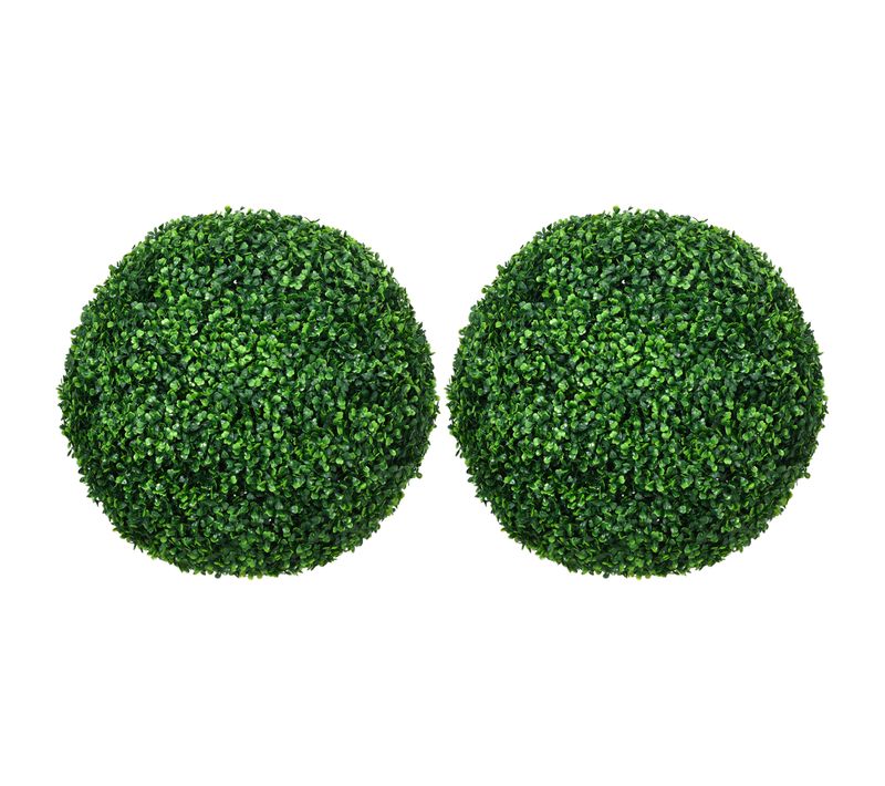 Lot De 2 Boules De Buis Artificiel 50 Cm, Plante Décorative, En Plastique, Vert