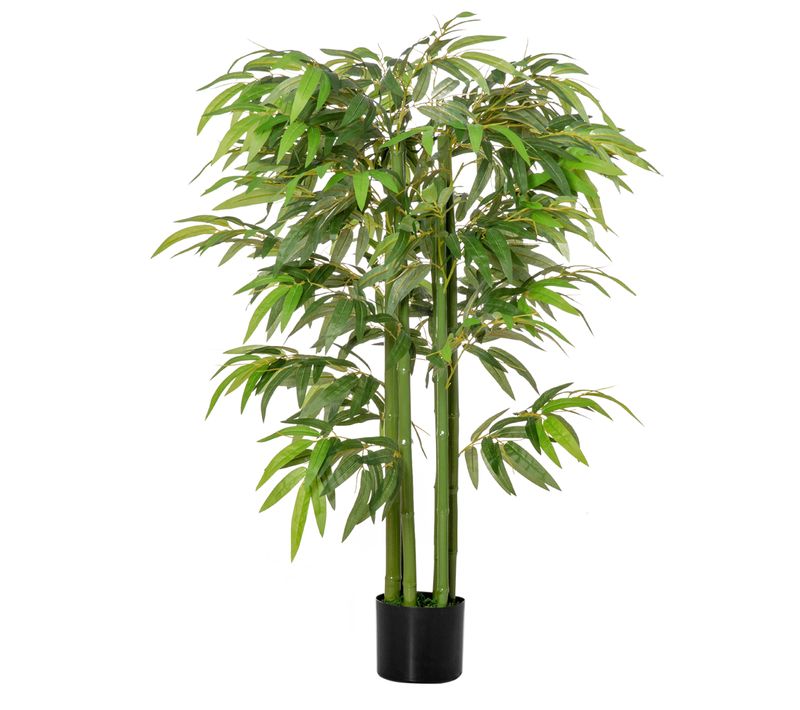 Bambou Artificiel 140 Cm Avec 780 Feuilles En Pot Plante Décorative Pour Intérieur, Plastique, Vert
