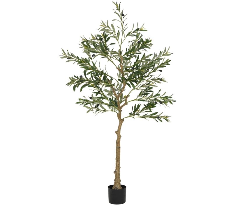 Olivier Artificiel En Pot Plante Décorative 150 Cm Avec 720 Feuilles, 40 Olives, En Plastique, Vert
