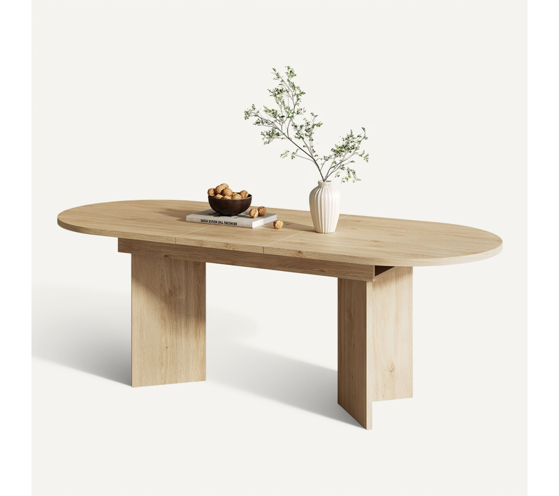 Table De Salle à Manger Extensible 120/160×80x75 Cm Avec Plateau Épais, Mdf, Couleur Chêne