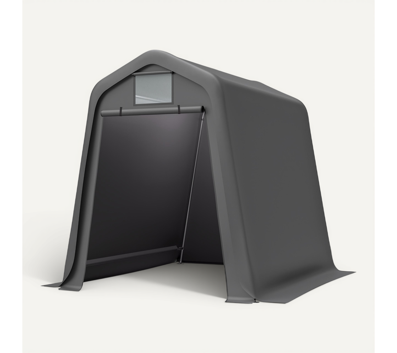 Abri De Jardin 245x183x217 Cm Avec Revêtement Pe Imperméable, Rideaux Roulants, En Métal, Gris