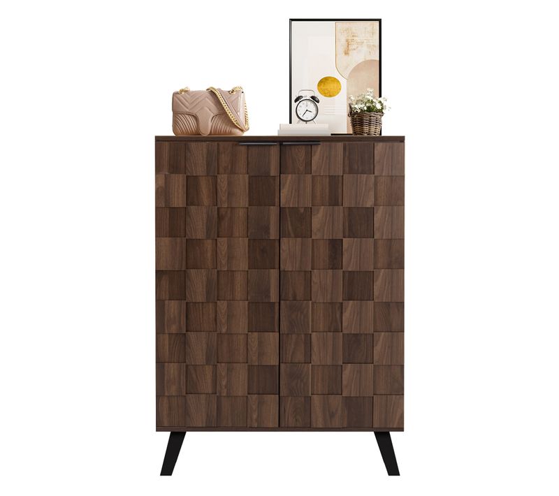 Meuble à Chaussures Moderne 80.5 X 35 X 109.5 Cm, 5 Compartiments, Étagères Réglables, Marron