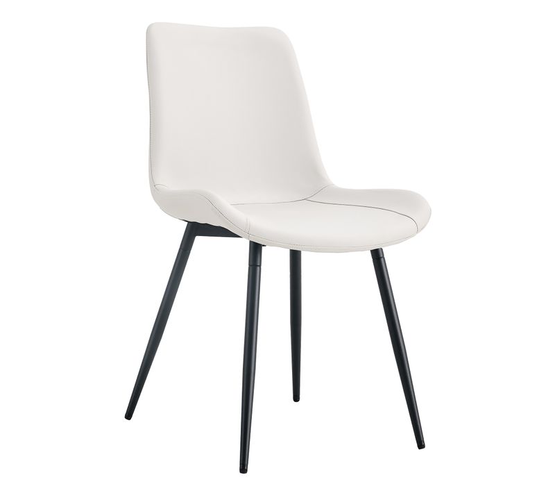 Lot De 4 Chaises De Salle à Manger Blanches Cuir Pu, Structure Métallique, Stables Et Ergonomiques