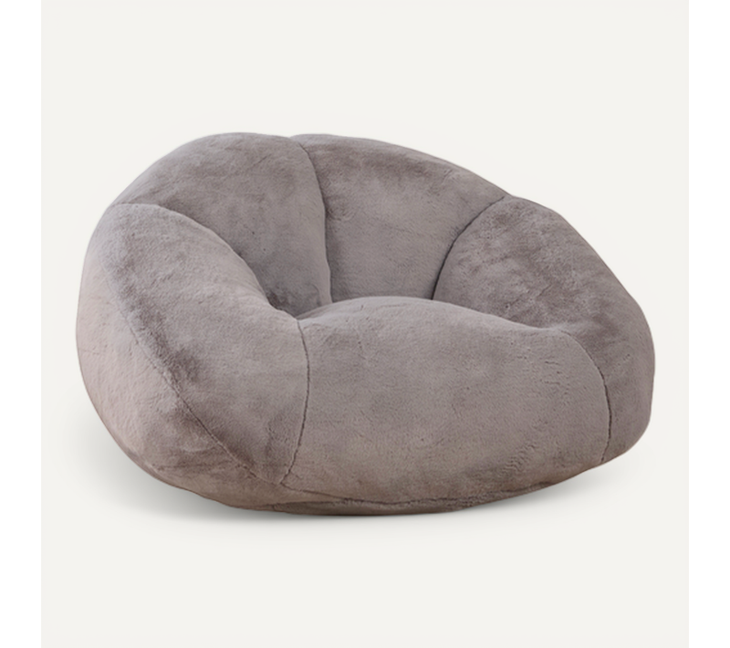 Fauteuil Poire Sans Montage, Rempli De Mousse, Idéal Pour Le Salon, Velours, Gris Clair