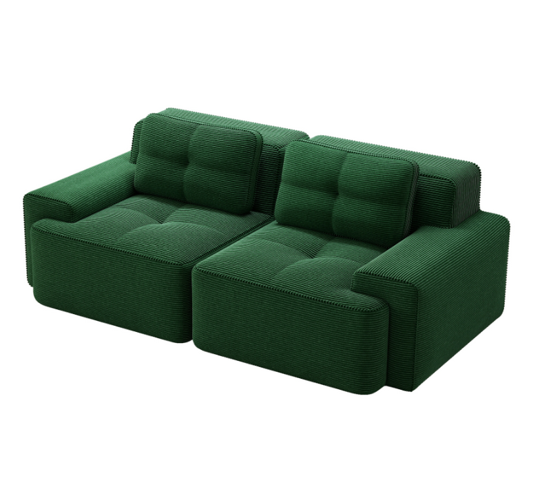 Canapé Compressé 2 Places 204x104x69cm, Conception De Siège Profond, En Velours Côtelé, Vert