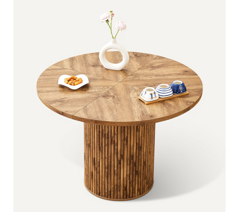 Table De Salle à Manger Ronde 100x76 Cm, 2,5 Cm D’épaisseur, Montage Facile, En Mdf, Couleur Bois