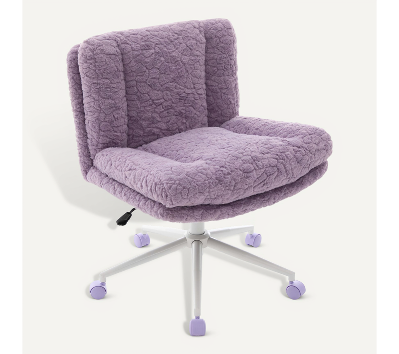 Chaise De Bureau Avec Siège Large, Base Métallique, Réglable Et Pivotante, Tissu , Violet