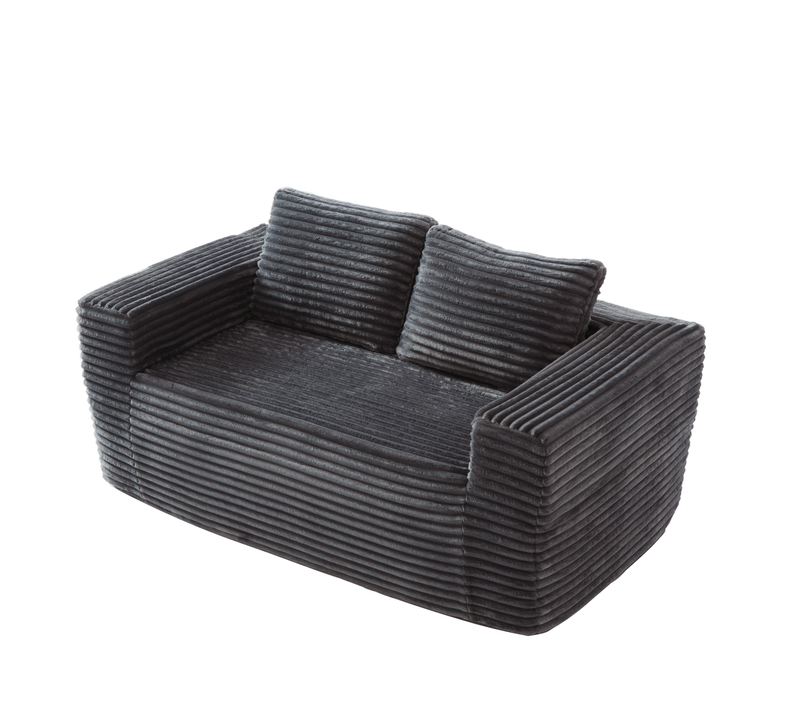 Canapé 2 Places, Canapé Compressé 160x88x58 Cm, Mousse Haute Densité, En Velours côtelé, Gris