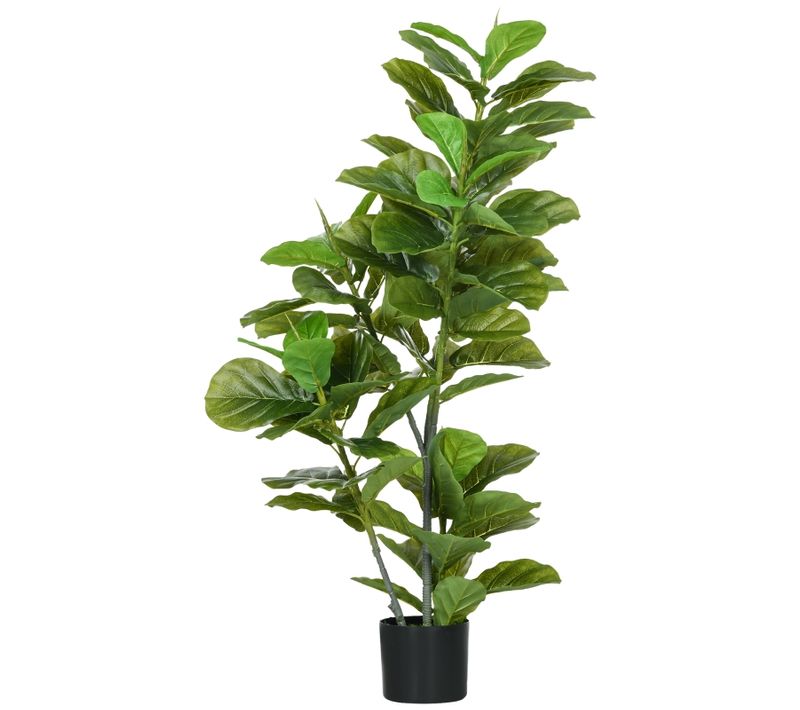 Ficus Artificiel 110 Cm Avec 90 Feuilles En Pot, Plante Décorative Pour Salon, En Plastique, Vert
