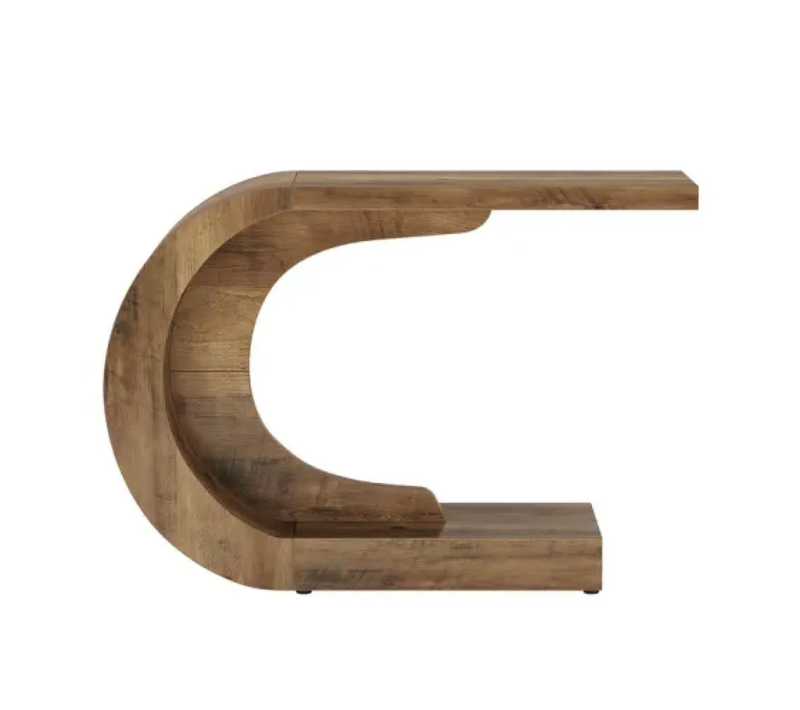 Table Console 110x35x75 Cm Design En C, Style Moderne, Adapté Pour Entrée, En Bois, Brun Rustique