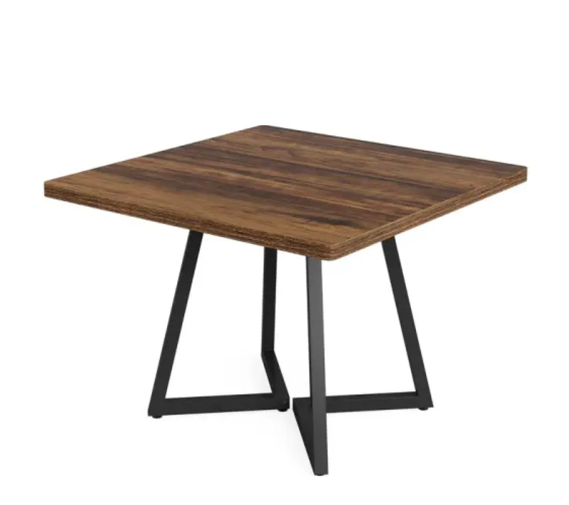 Table De Cuisine Carrée 80x80x75 Cm Pour Salle à Manger, Style Vintage, En Mdf Et Métal, Noir