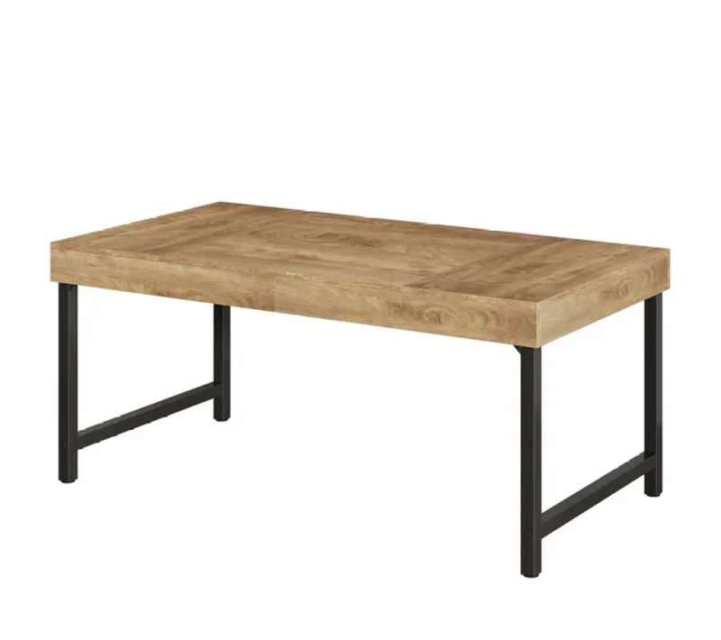 Bureau Rectangulaire 140x70x76 Cm Table De Travail Avec Plateau En Mdf, Cadre En Métal, Noir/bois