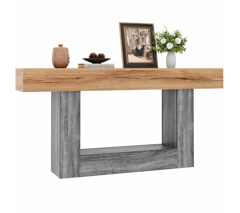 Console 160x30x82.5cm, Design Bicolore Aspect Bois, Rangement, Panneaux De Particules, Naturel