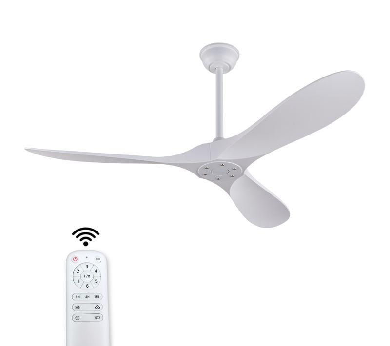 Ventilateur De Plafond 60 Pouces 3 Pales Abs, Moteur Dc Réversible, Télécommande, Blanc