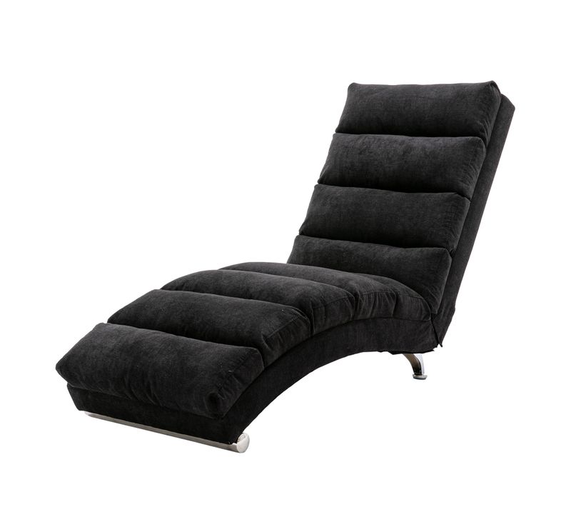 Chaise Longue De Massage Massante 55x148x84 Cm En Lin Noir Avec Poche Latérale