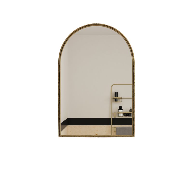 Miroir Arche Vintage Mural Et à Poser, Cadre Métal Doré, Verre Trempé