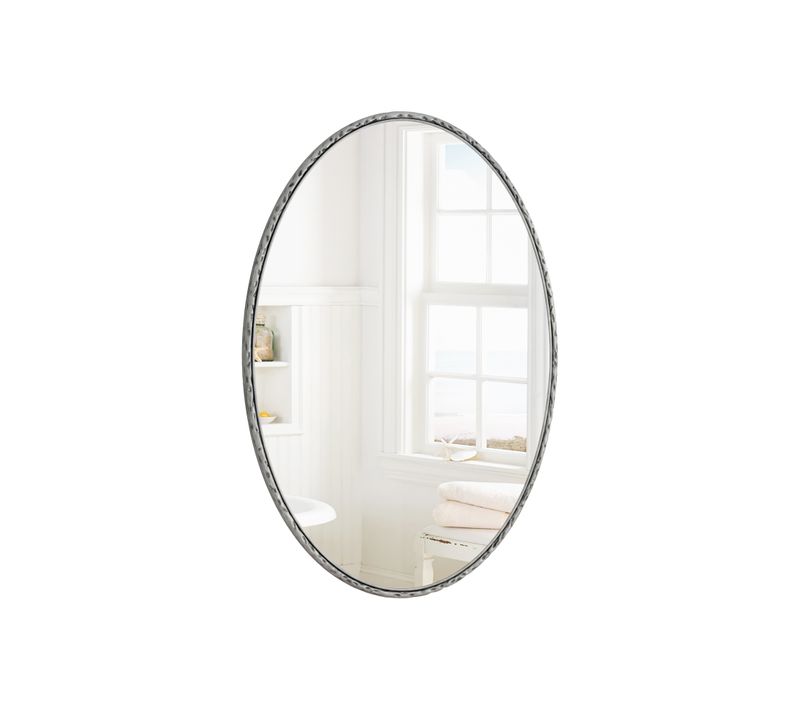 Miroir Ovale Vintage En Métal Argenté, à Suspendre (vertical/horizontal)