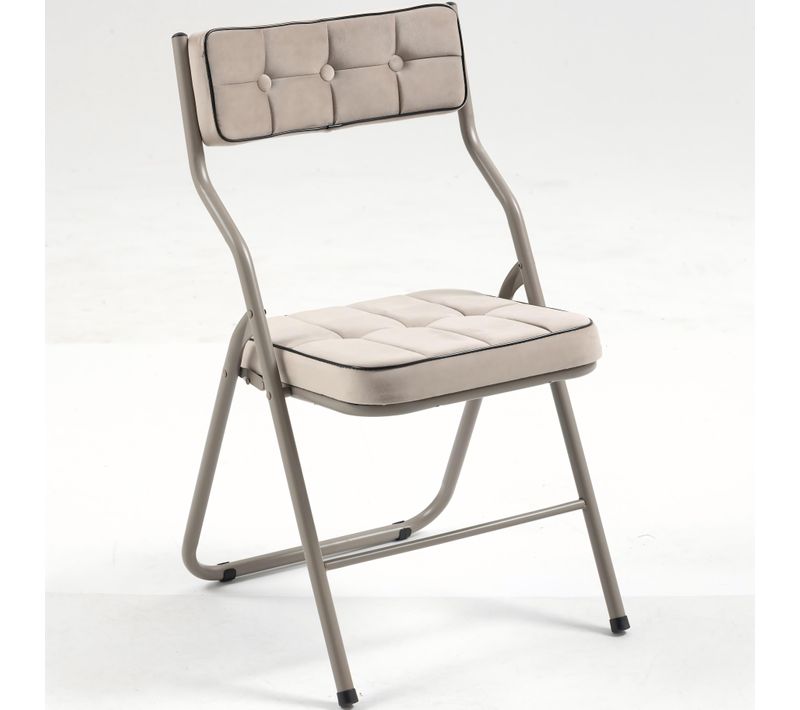 Lot De 2 Chaises Pliantes En Métal, Velours Kaki, Salon Et Salle à Manger