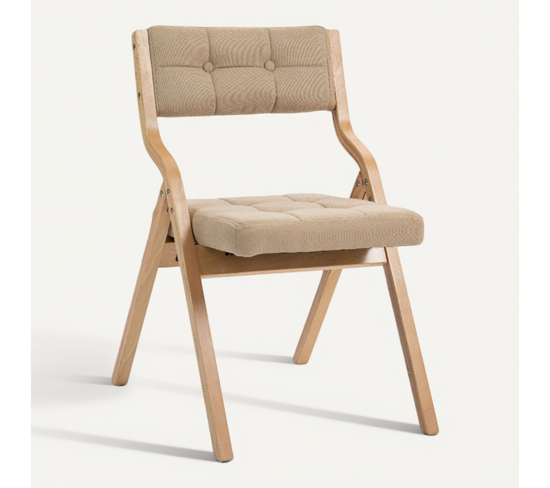 Lot De 2 Chaises à Manger Pliantes En Bois Avec Coussin Velours Kaki