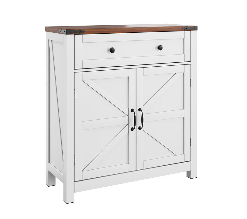 Armoire De Toilette, Meuble De Rangement Style Campagne Avec Tiroir Et 2 Portes, Mdf Blanc