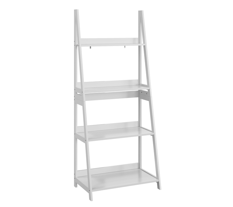 Étagères Échelle Pour Bibliothèque, Plantes, Salle De Bain, 4 Niveaux En Mdf Blanc