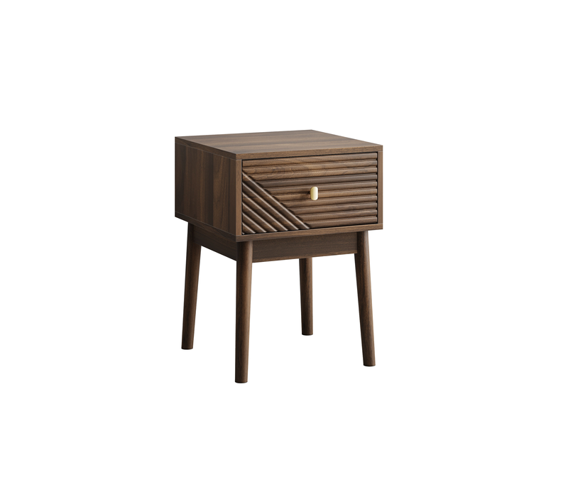 Lot De 2 Table De Chevet Bois Noyer 40x40x55 Cm Avec 2 Tiroirs, Meuble Chambre