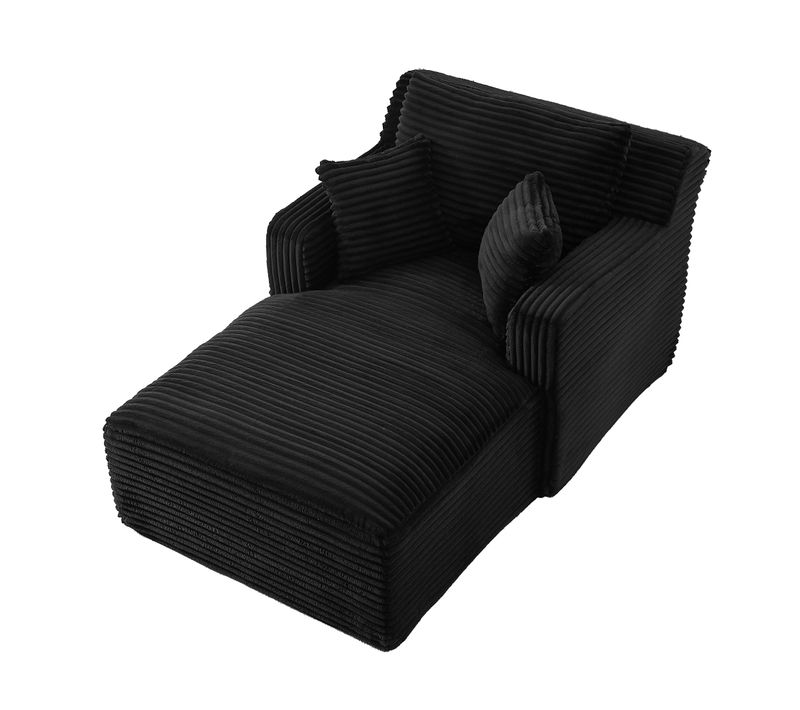 Fauteuil Compressé, En Velours Côtelé Noir - Sans Montage