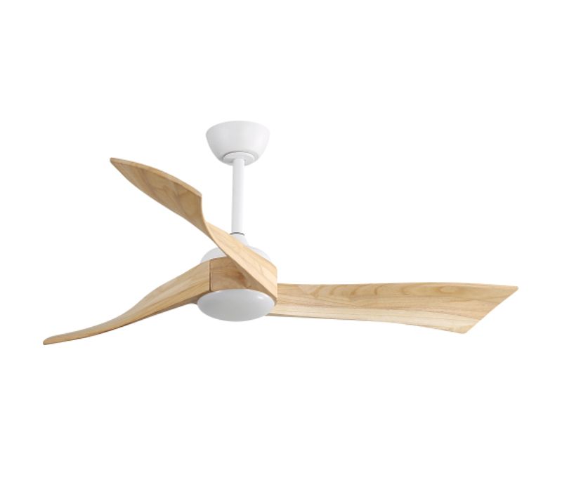 Ventilateur De Plafond 132 Cm Blanc En Bois Et Métal Avec LED, Moteur Dc Et Télécommande