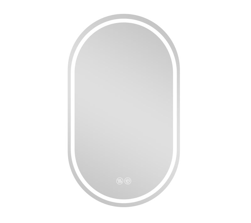Miroir De Salle De Bain LED Ovale 60x90 Cm En Verre Argenté, Anti-buée