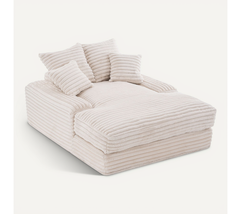 Fauteuil Velours Côtelé 137×175 Cm — Mousse à Mémoire, 4 Coussins, Sans Montage