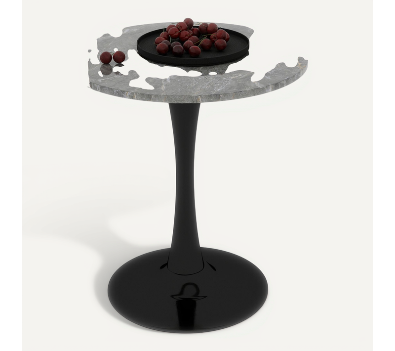 Table Bout de Canapé Ronde 70 Cm Gris Foncé Et Noire – Petite Table 1 à 2 Personnes