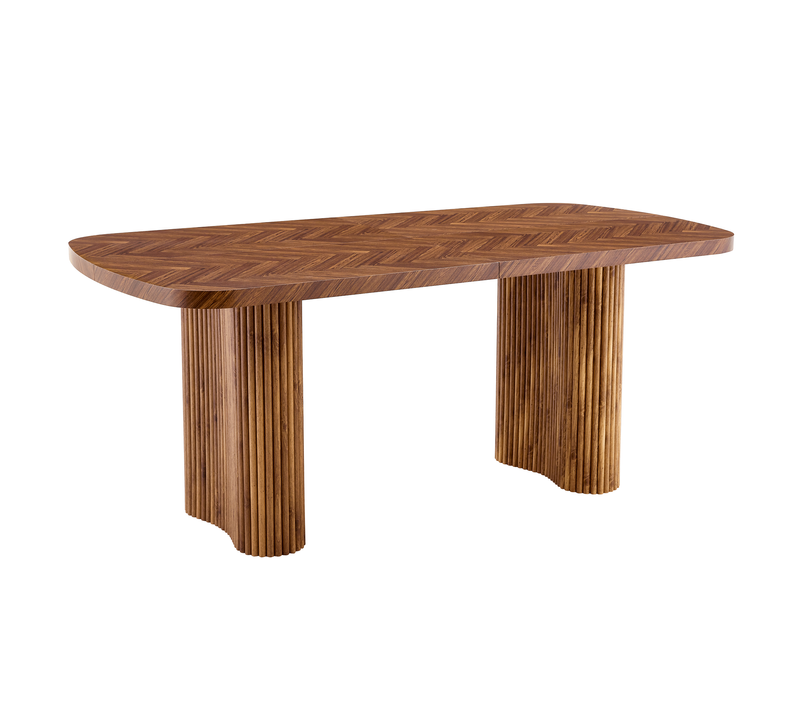 Table à Manger 180x90 Cm En Bois Couleur Noyer — Colonne D'appui Arquée, Design Moderne